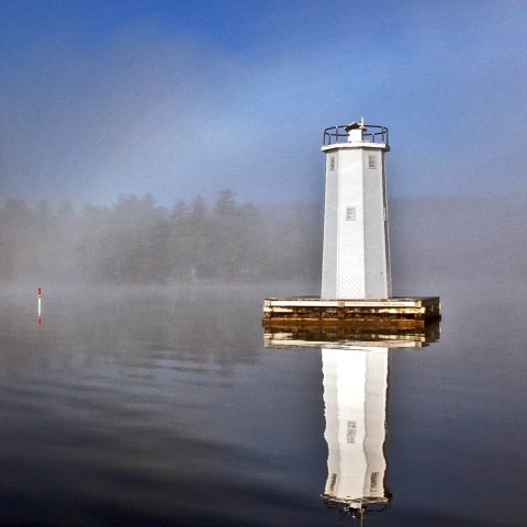 Fog Bow and Burkhaven Lighthouse, Lake Sunapee