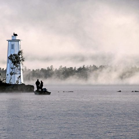 Fisherman in Fog, Lake Sunapee