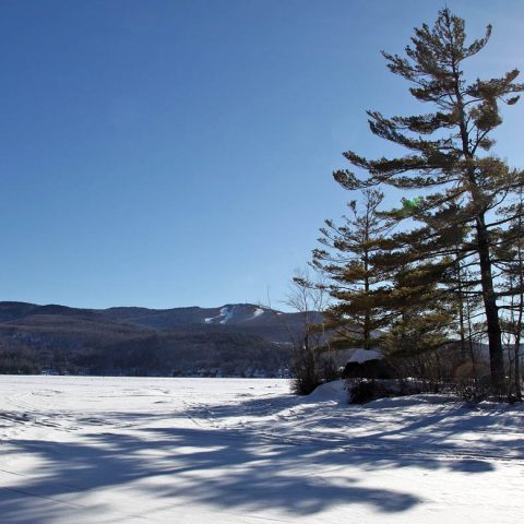 Minute Island and Mount Sunapee in Winter