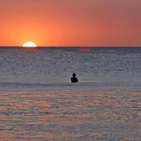 Surfers Watching the Sunset